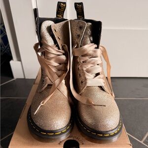 Dr. Martens Glittery Gold Combat Boots